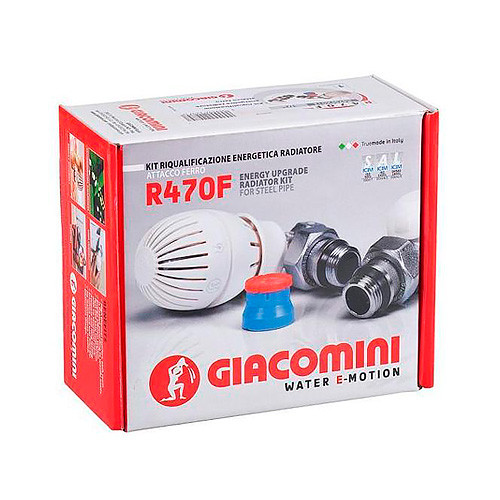 Комплект термостатический прямой 3/4" R470F (клапана термостат, запорный + термоголовка) GIACOMINI